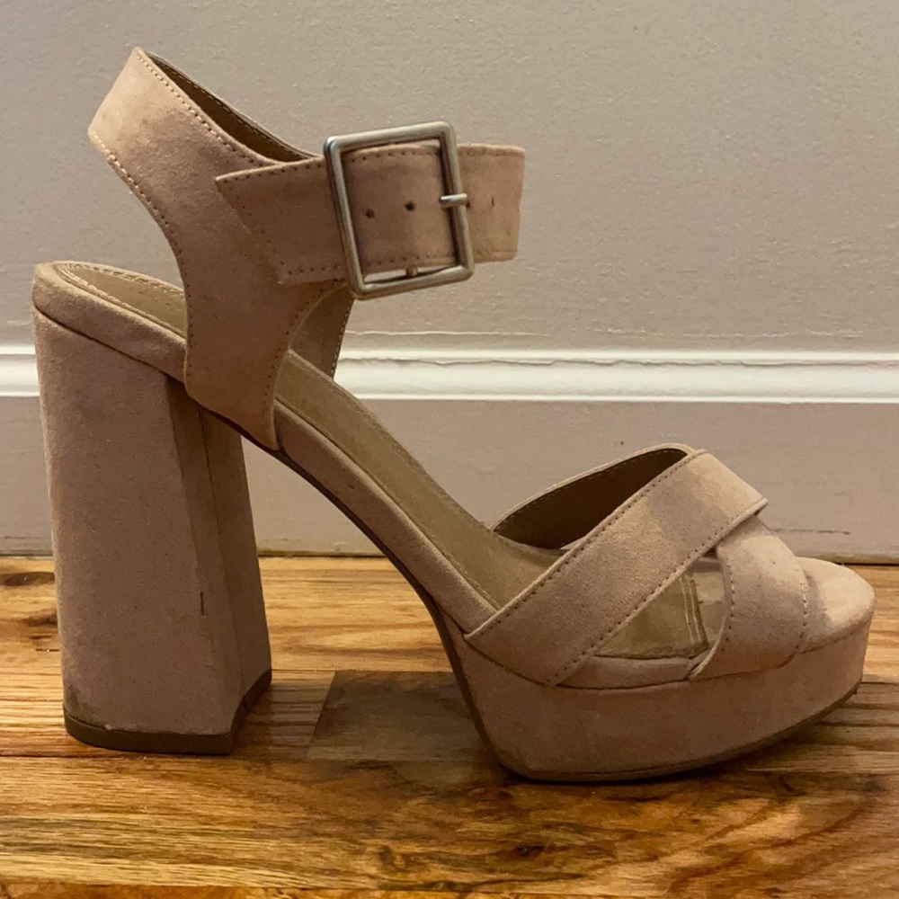ASOS high heeled sandals, Pink/Beige, Size 9 WIDE